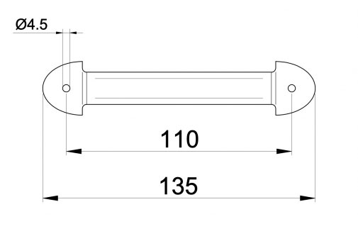 Σχεδιάγραμμα και Διαστάσεις IBFM Λαβής Μεταλλικής Νο71 Μαύρης 112mm