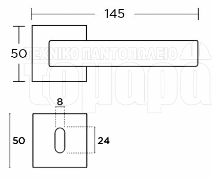 Oem Πόμολο Πόρτας με Ροζέτα 41043